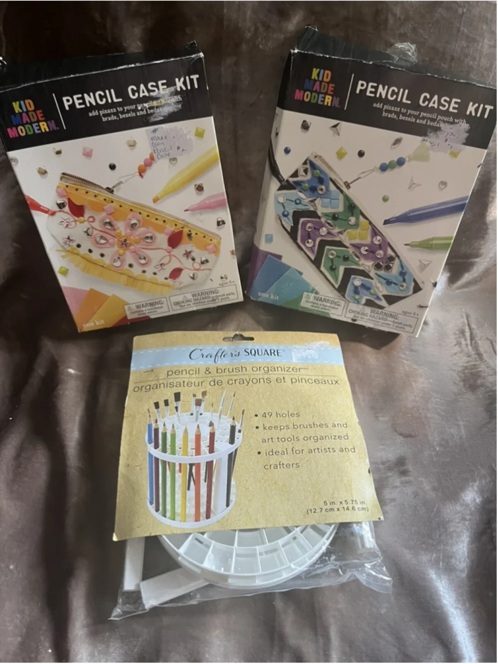 Kid Made Modern Pencil Case Kit and extra kit lot , art fun great for homeschool